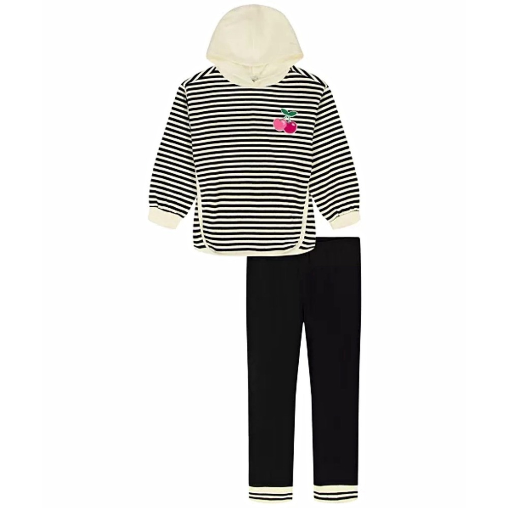 NEW Kids Headquarters Girls 2-Piece Striped Hoodie & Pants Set Black/White 2T